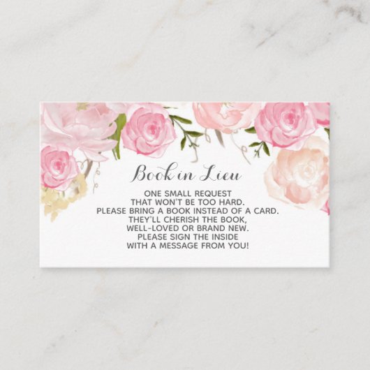 Buch im Ort kardiert Watercolor-Blumen Begleitkarte (Vorderseite)