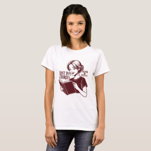 Buch & Kaffee Frau T-Shirt – Gemütliches Lesen