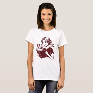 Buch & Kaffee Frau T-Shirt – Gemütliches Lesen