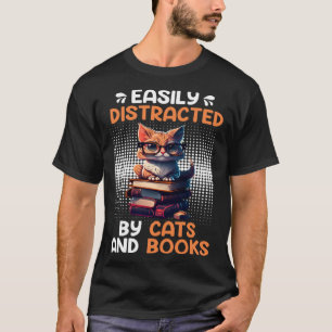 Buch Katzenfan Bücherwurm Buchleser Buchfreund T-Shirt