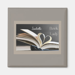 Buch Lady, Personalisiertes Lesegeschenk für Sie Magnet