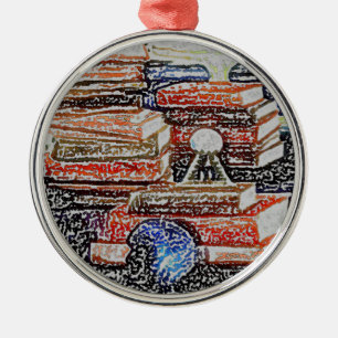 Buch-Lernen-Leseunterrichtende Bildung Silbernes Ornament