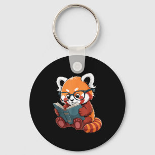 Buch lesender roter Panda Leser Tier süß rot Schlüsselanhänger