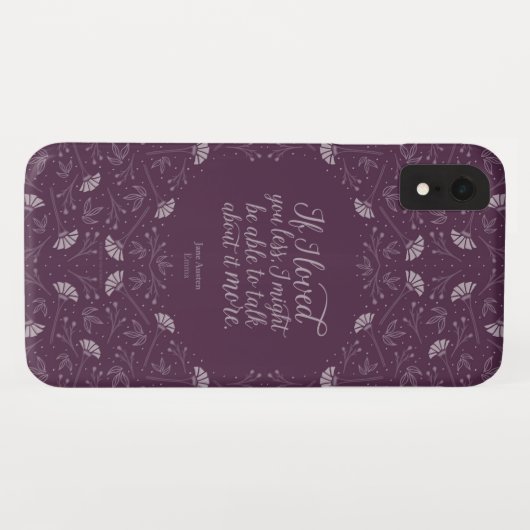 Buch-lila BlumenLiebe-Zitat Janes Austen Emma Case-Mate iPhone Hülle (Rückseite (Horizontal))
