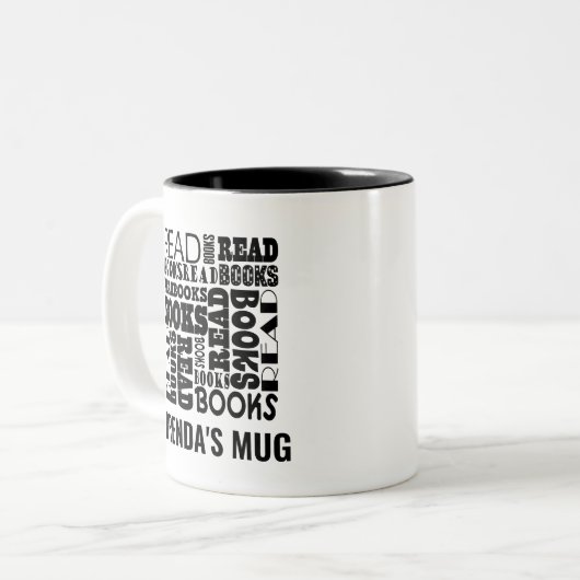 Buch Lover Bookworm Bibliothekar Personalisiert Zweifarbige Tasse (Vorderseite Links)