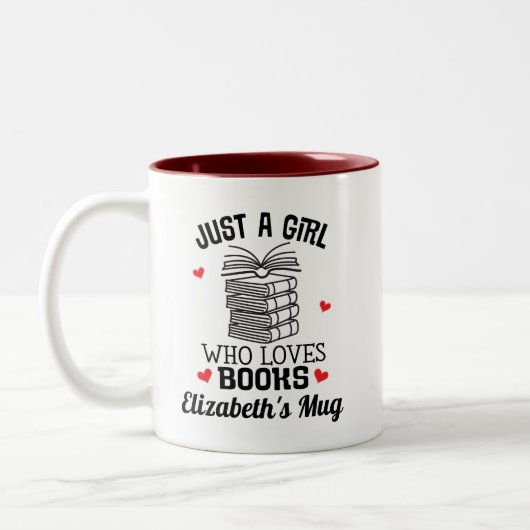 Buch Lover Bookworm Reading Gift Zweifarbige Tasse (Links)