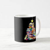 Buch Lover Christmas Tree Bookworm Librarian Merry Kaffeetasse (VorderseiteRechts)