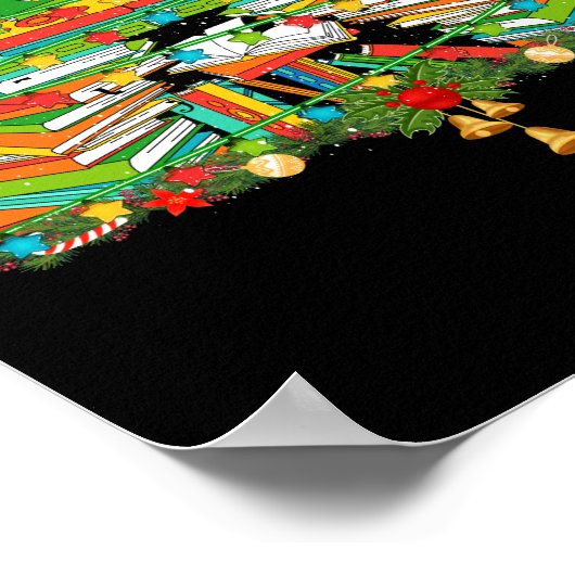 Buch Lover Christmas Tree Bookworm Librarian Poster (Ecke)