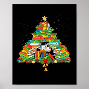 Buch Lover Christmas Tree Bookworm Librarian Poster