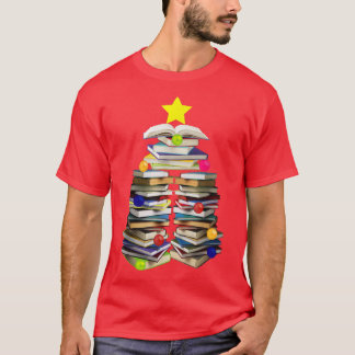 Buch Lover Christmas Tree Bookworm Librarian T-Shirt