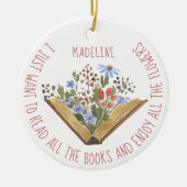 Buch Lover Floral Books Reading Keramik Ornament (Vorne)