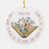 Buch Lover Floral Books Reading Keramik Ornament (Hinten)