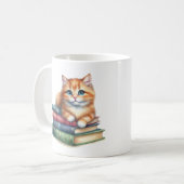 Buch Lover Geschenk: Katze auf Büchern Kaffeetasse (Vorderseite Links)