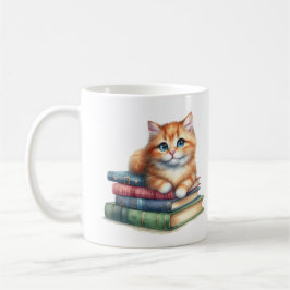 Buch Lover Geschenk: Katze auf Büchern Kaffeetasse