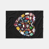 Buch Lover Librarian Teacher Buchbücher Herz V Fleecedecke (Vorderseite (Horizontal))