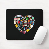 Buch Lover Librarian Teacher Buchbücher Herz V Mousepad (Mit Mouse)
