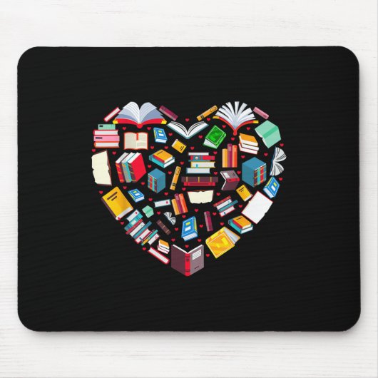 Buch Lover Librarian Teacher Buchbücher Herz V Mousepad (Vorne)