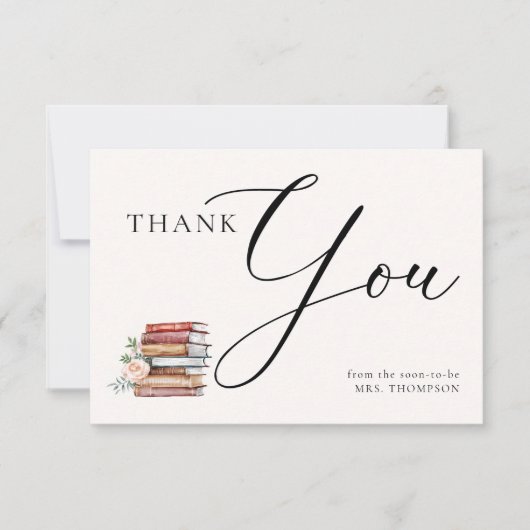 Buch Lover Thema Buchliterarische Literatur Brautp Dankeskarte (Vorderseite)