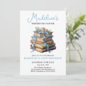 Buch Mädchen Geburtstag Einladung (Stehend Vorderseite)