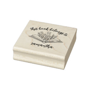 Buch mit Blume Dieses Buch gehört Gummistempel