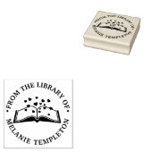 Buch mit Herzen "Aus der Bibliothek" Runde Gummistempel (Stempel)