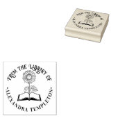 Buch mit Sonnenblumen "From the library" Round Gummistempel (Stempel)