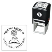 Buch mit Sonnenblumen "From the library" Round Permastempel (Beispiel)