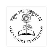 Buch mit Sonnenblumen "From the library" Round Permastempel (Design)