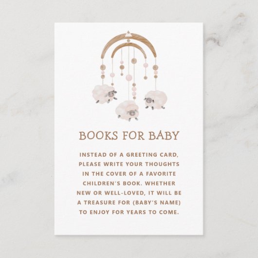 Buch mitbringen | Boho Sheep Baby Dusche Anfrage Begleitkarte (Vorderseite)