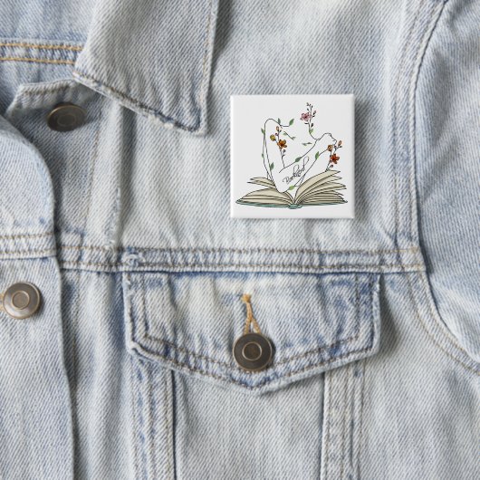 Buch Nerd delikate wilde Blume offenes Buch Button (Beispiel)
