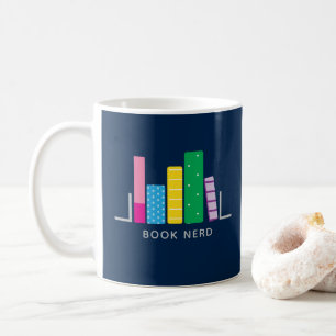 Buch Nerd Modern Navy Green Blue Kaffeetasse