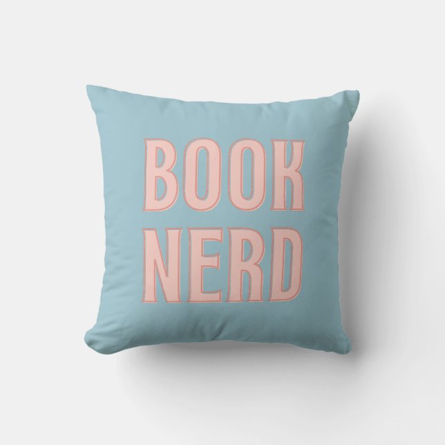 Buch Nerd-Typografie-Leser Blau Kissen (Vorderseite)
