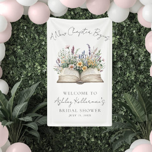 Buch Neues Kapitel Wildblumen-Brautparty-Schild Banner