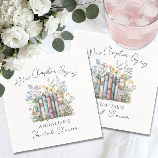 Buch neues Kapitel Wildflower-Junggesellinnenabsch Serviette