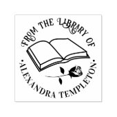 Buch öffnen mit der Rose "From the Library" Name Permastempel (Design)