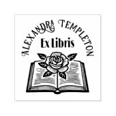 Buch öffnen mit Rose #2PS mit Ex Libris Name Permastempel (Design)