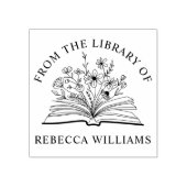Buch öffnen und Blume Ihr Name aus der Bibliothek Gummistempel (Prägung)