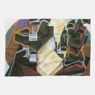 Buch, Pfeife und Brille, Juan Gris, Vintage Kubism Geschirrtuch