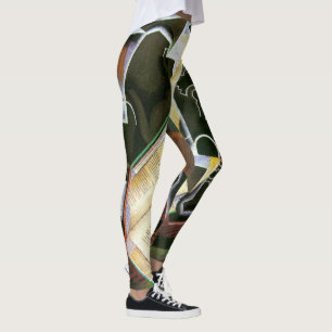 Buch, Pfeife und Brille, Juan Gris, Vintage Kubism Leggings