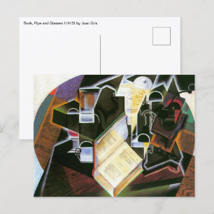 Buch, Pfeife und Brille, Juan Gris, Vintage Kubism Postkarte