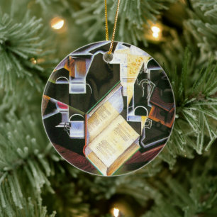 Buch, Pipe und Brille, Juan Gris, Vintager Kubismu Keramik Ornament