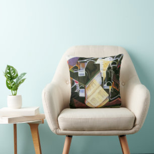 Buch, Pipe und Brille, Juan Gris, Vintager Kubismu Kissen