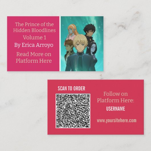 Buch-Promotion Indie-Autor QR-Code Visitenkarte (Vorne/Hinten)