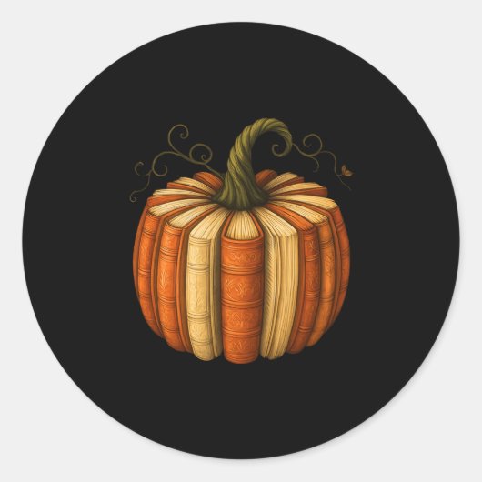 Buch Pumpkin Fall Halloween Lehrer Librarians Boo Runder Aufkleber (Vorderseite)