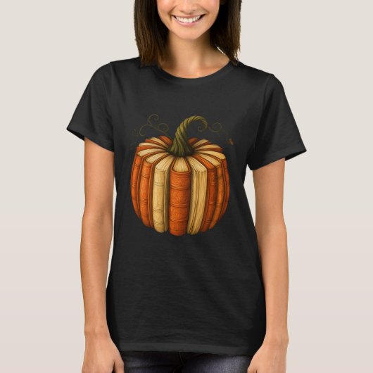 Buch Pumpkin Fall Halloween Lehrer Librarians Boo T-Shirt (Vorderseite)