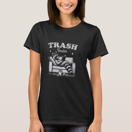 Buch Reader lustige Raccoon Trash Reader Pub Fraue T-Shirt (Vorderseite)