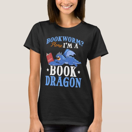 Buch Reading Fantasy Creature Niedlich Book Dragon T-Shirt (Vorderseite)