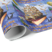 Buch-Schiffs-Ozean-Szene mit Emily Dickinson-Zitat Geschenkpapier (Rolleneckpunkt)