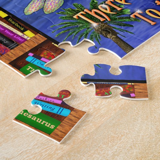 Buch-Schiffs-Ozean-Szene mit Emily Dickinson-Zitat Puzzle (Seite)