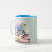 Buch Shadows Mystical Pagan Wiccan Halloween Zweifarbige Tasse (Vorderseite Links)